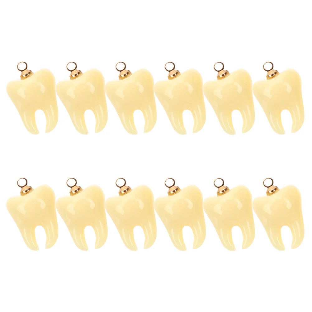 

12 Pcs Deciduous Tooth Pendant Jewelry Making Charms Mini Hair Clips Resin Small Three-dimensional
