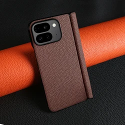 Premium Genuine Leather Protective Case for Foldable Smartphone - Back Cover Edition (Saddle red 6212)