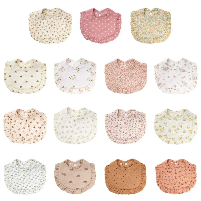 

Newborn Bibs Absorbent Baby Feeding Teething Bibs Cotton Adjustable Snaps Bibs