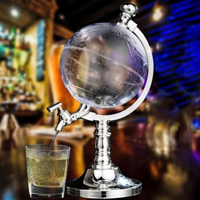 Distributeur d'alcool en forme de globe de 3,5 L pour vin, whisky