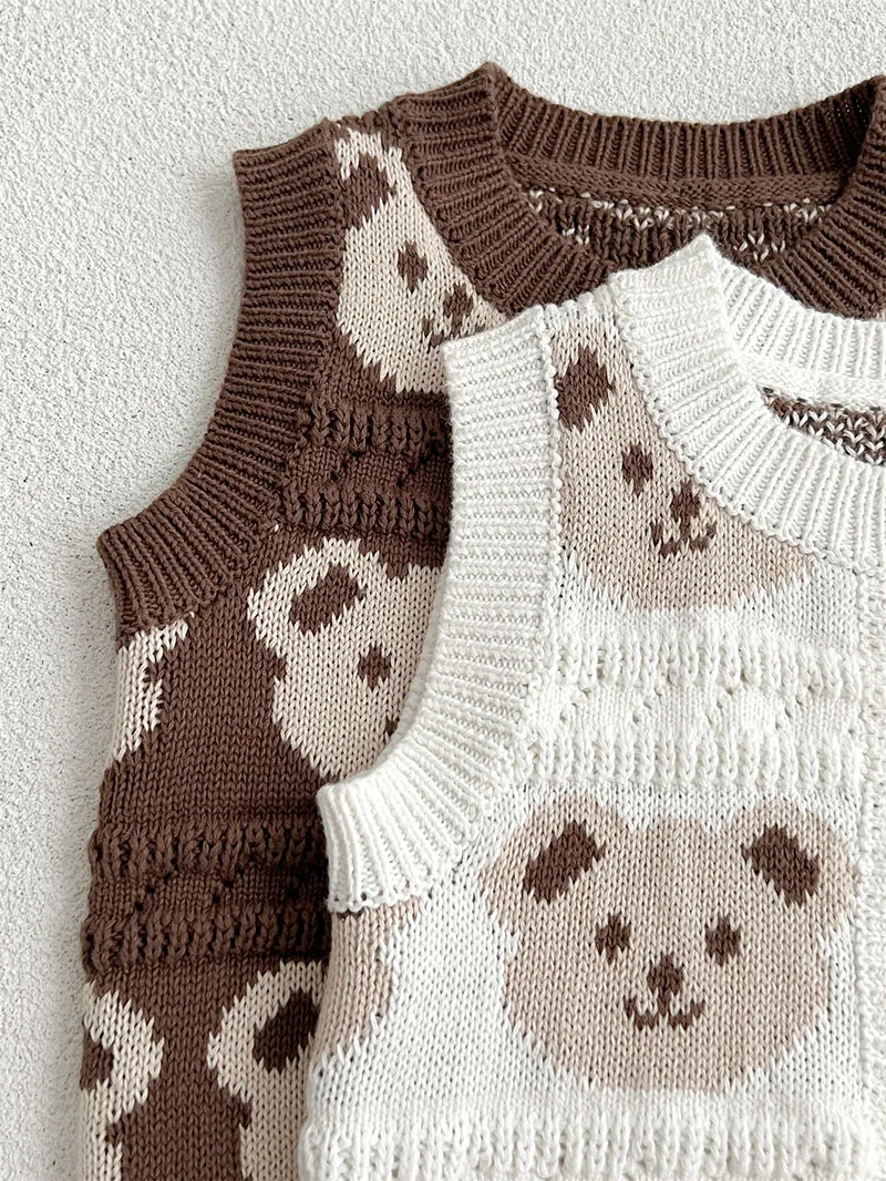 Autumn Baby Knitted Vest Cute Bear Toddler Girls Open Top