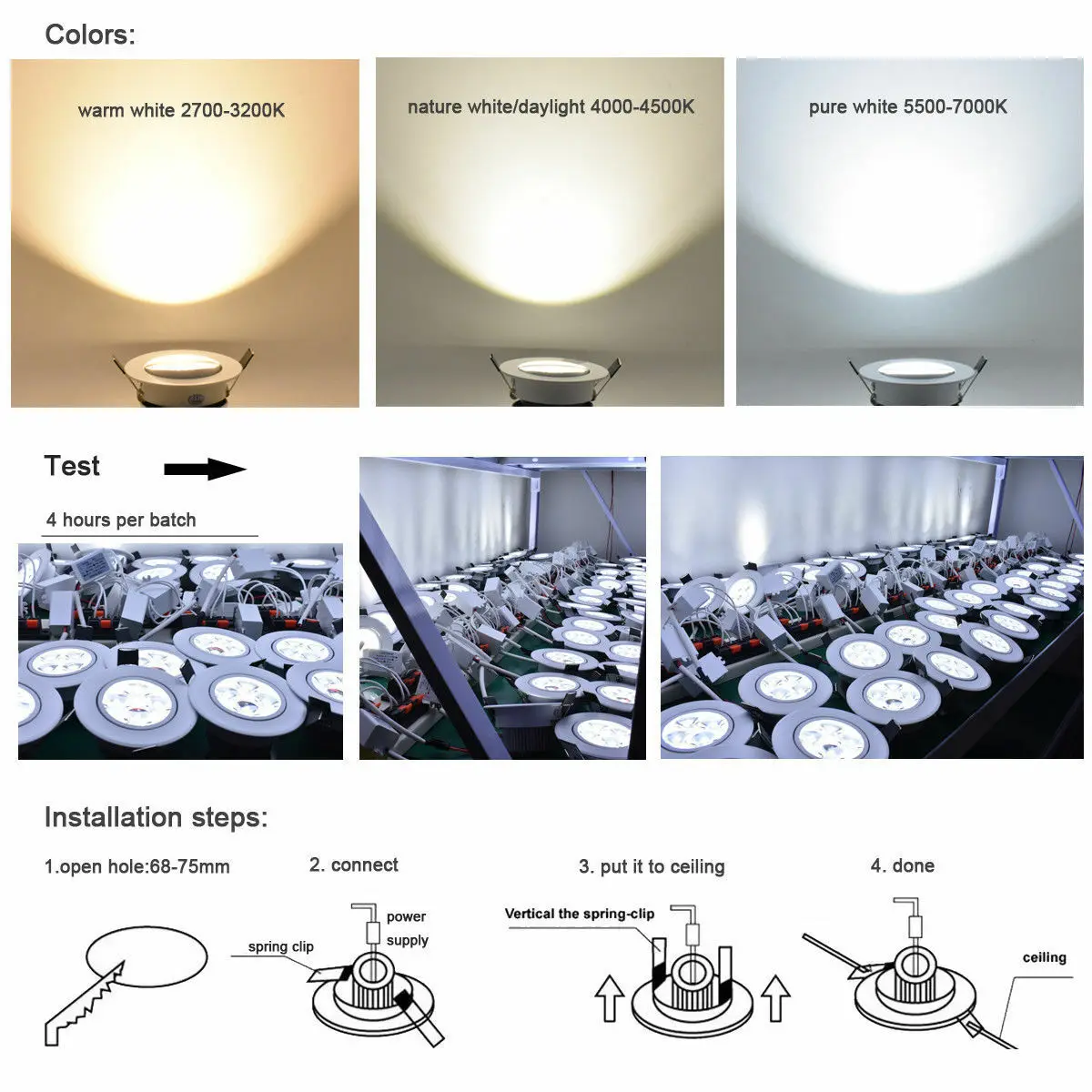 Dimmable 3W LED Recessed Ceiling Downlight Spotlight Lamps with Driver Colorful Red Yellow Blue Green Purple 110V 220V 12V 24V