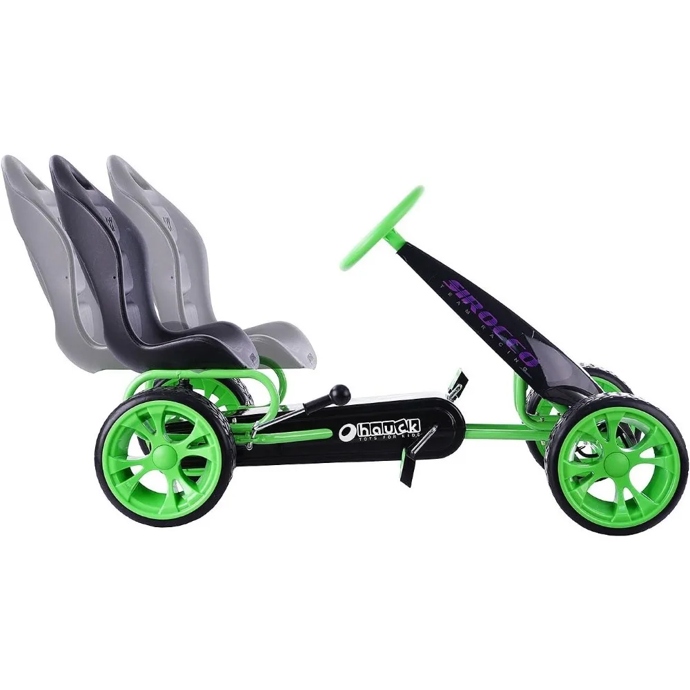 Sirocco-Racing Go Kart Pedal Car Low profile rubber tires Pedal power auto-clutch free-ride Adjustable seat-Green