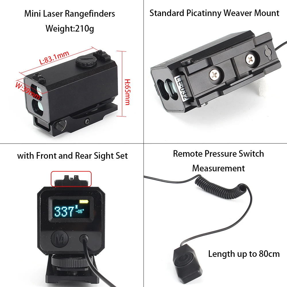 LE-032 Riflescope Mate Rangefinder 1200M Mini Tactical Outdoor Hunting Shooting Rangefinder Archery Crossbow Sight Target Scope