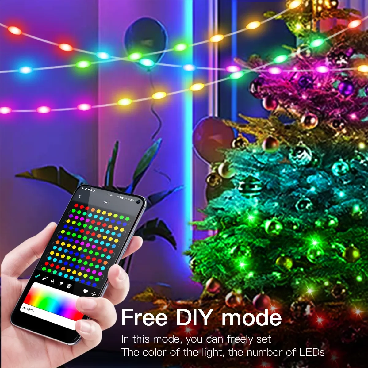 LED 크리스마스 조명 요정 스트링 조명, 스마트 블루투스, 주소 지정 가능 조명, Navidad Garland Festoon 홈 파티 장식, 20M, 10M, 5M