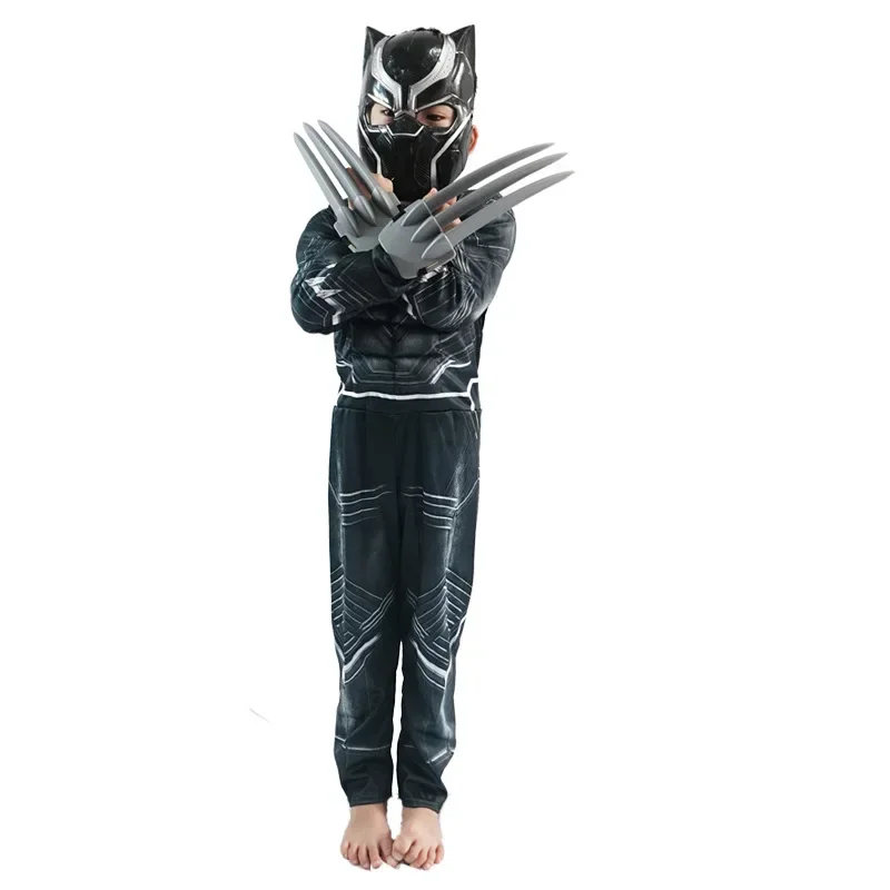 Wolverine Child Halloween Costume Black Panter Costume Classic Hero Kids Onesies Wolverine Muscle Child Jumpsuit