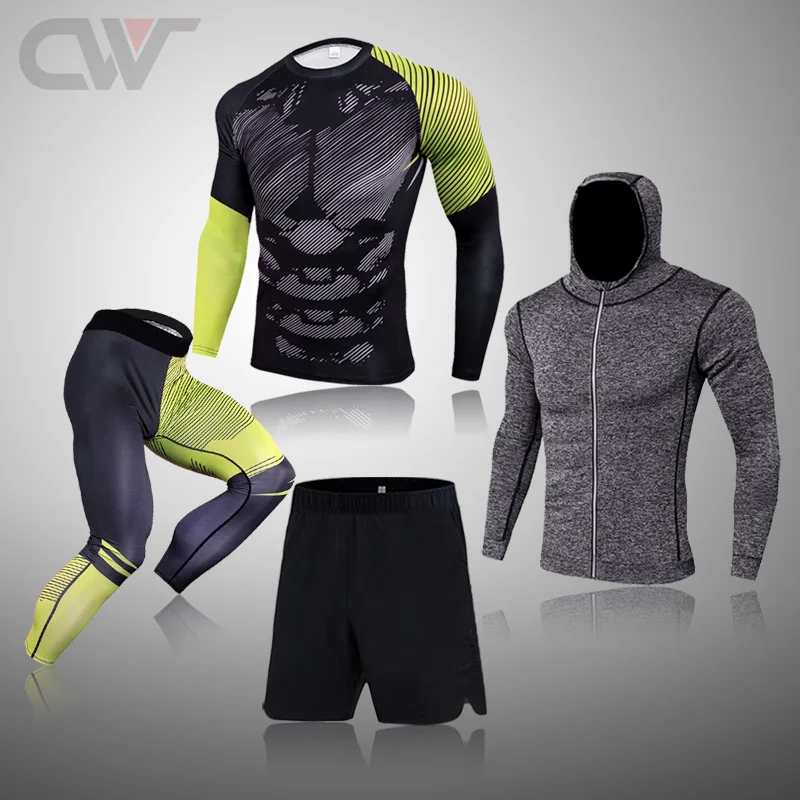Thermal Underwear Set Thermal Underwear Men Winter Fitness 3D Printing Sparta Warm Base layer Sport Compression Suit