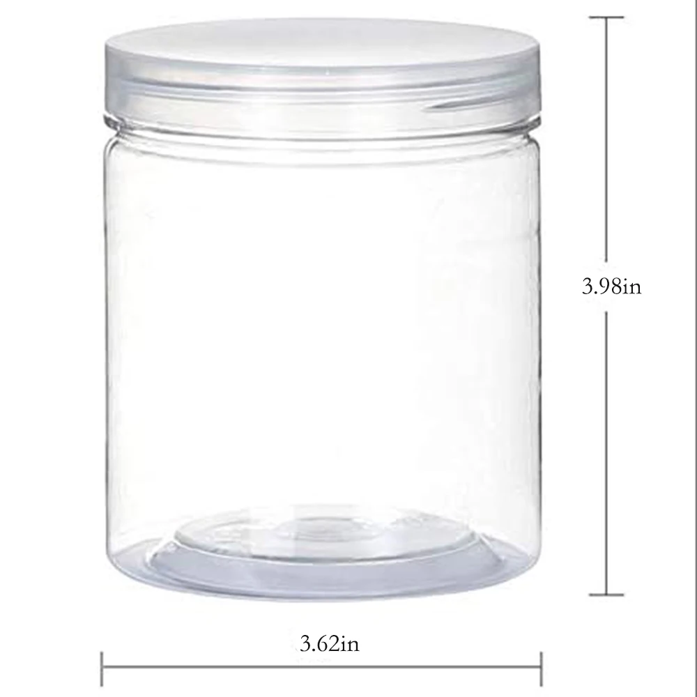 Plastic Jars Clear Plastic Slime Containers Kitchen Household Food Storage Dry Goods Creams 6 PCS 16 oz
