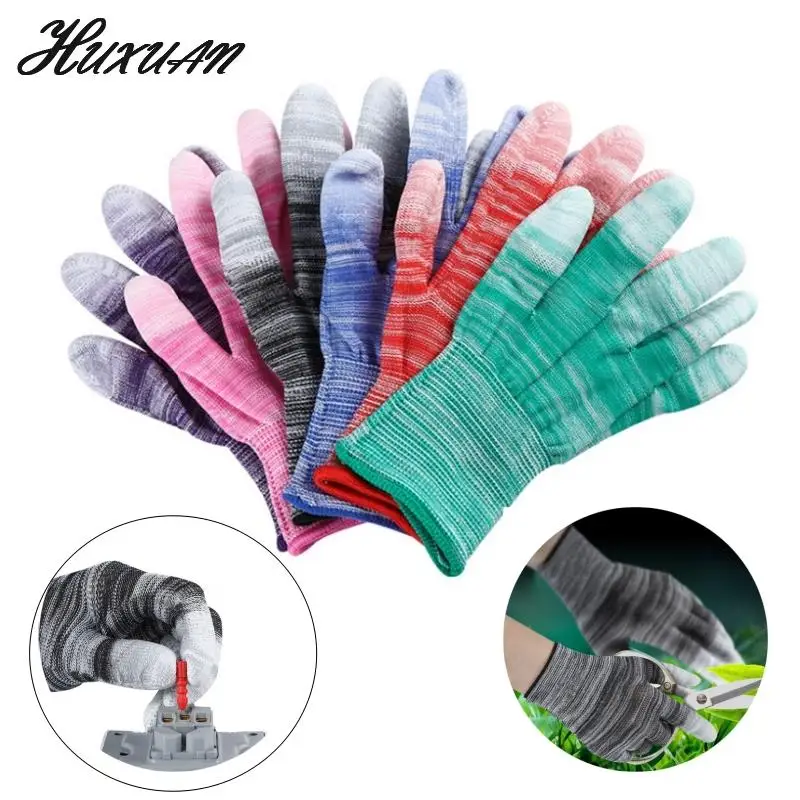 

1Pair Nylon Work Non-Slip Household Labor Protection Gloves Breathable Women Garden Pink Glove Printed For Mechanic Construction