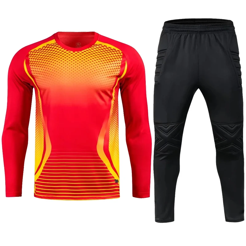 

Men's Adult Football Goalkeeper Uniform Protective Sponge Football Long Sleeves Kid Training Goalkeeper Soccer Jersey Top Pants