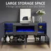 Fireplace TV Stand for TVs up to 75", Modern High Gloss Entertainment Center with 40" Fireplace, 4 Shelves & Storage Cabinets 3