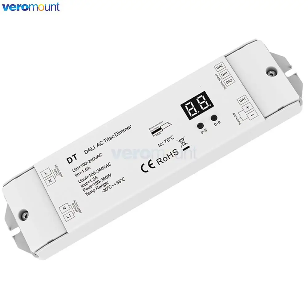 Skydance DT /DT-B (DT4) AC Triac DALI Dimmer 220V 110V AC 1 Channel 150-360W for Dimmable Incandescent Lighting HV Halogen Lamp