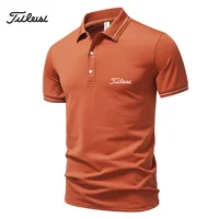 Nouveau polo homme 2026 décontracté et tendance, couleur unie, manches courtes, confortable et polyvalent, idéal pour l'été 4
