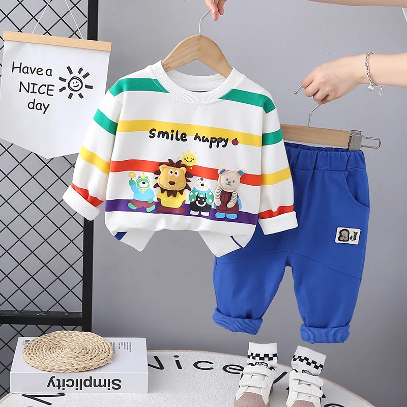 

Осенняя одежда для маленьких мальчиков 2024, осенняя одежда для маленьких мальчиков от 1 до 5 лет, Повседневная футболка с длинным рукавом и брюки, Модный комплект