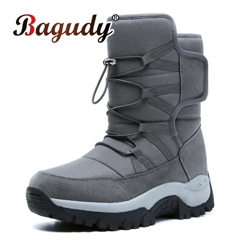 Brand Winter Men's Shoes Warm Plush Men Boots High Top Couple Snow Boots Winter Outdoor Anti-Slip Ankle Boots Work Casual shoes