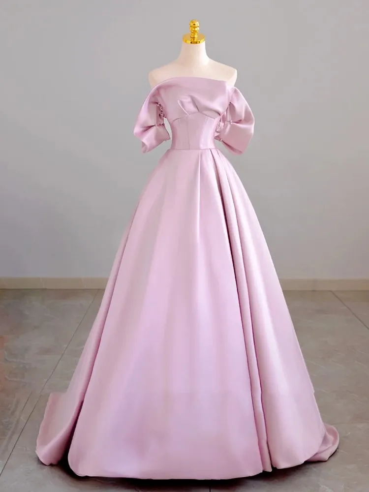 

Bridesmaid Dress Women's New Light Luxury Minority Birthday Party Host Pink Satin Toast