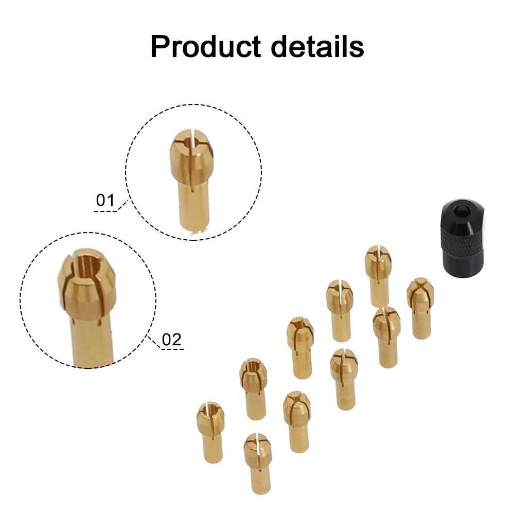 

Parts Spare Sets Replacement Screw Collet chuck Nuts Tools Metal 0.5mm-3.2mm Head 10pcs Rotary For electric drill