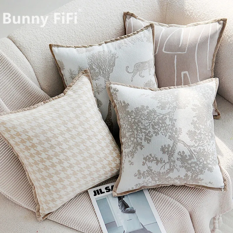 

Детская наволочка для подушки, Мягкая Наволочка с бахромой, дерево с животными и линиями, наволочка для домашнего декора из шенилла, квадратная наволочка 45x45 см для комнаты