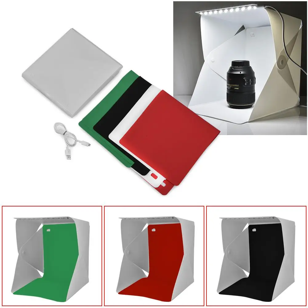 Portable Mini Photography Lightbox Tent Kit w/ 4 Color Backgrounds-Foldable Studio Box
