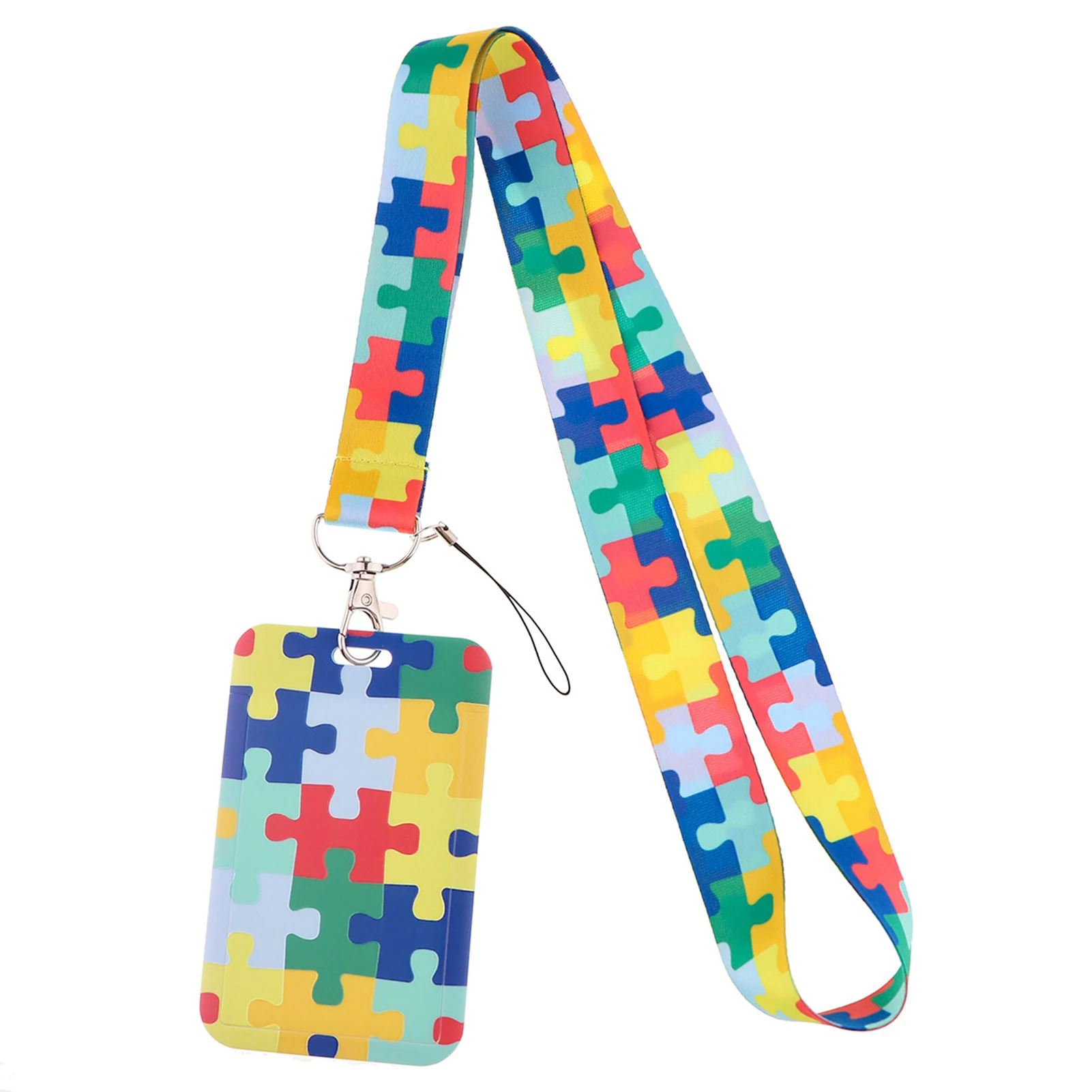 

Reusable Card Holder Kids Portable For Keys With Lanyard Women Men Practical Security Removable Outdoor Autism Awareness Nurse