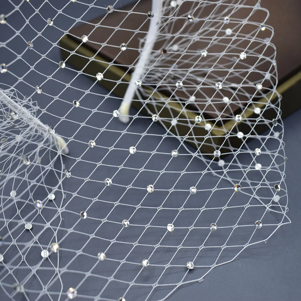 Bridal Hair Accessories Crystal Veil Fish Net Headpiece Diamond Mesh Head Hoop