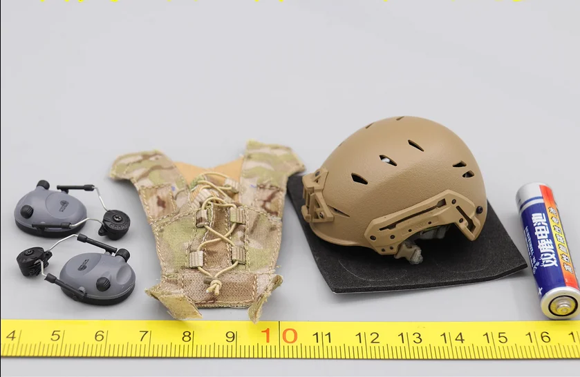 

26055R ES PMC 1/6 Soldier Private Contractor Helmet+Earmuffs Model for 12''