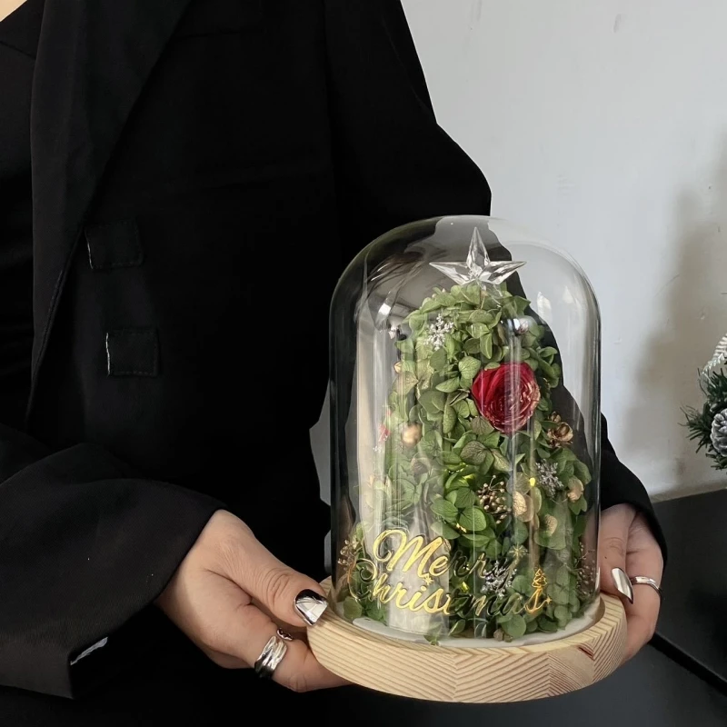 15*30cm Cylinder Glass Dome Vase Home Deocration Log EVA Base Transparent Dustproof Cover Wedding Souvenir DIY Friend Gift 2