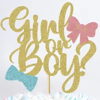 Décoration de gâteau révélatrice du sexe, garçon ou fille, nœud papillon papillon, fête d'anniversaire, réception-cadeau pour bébé, Cupcake, fournitures de décoration de pâtisserie 4