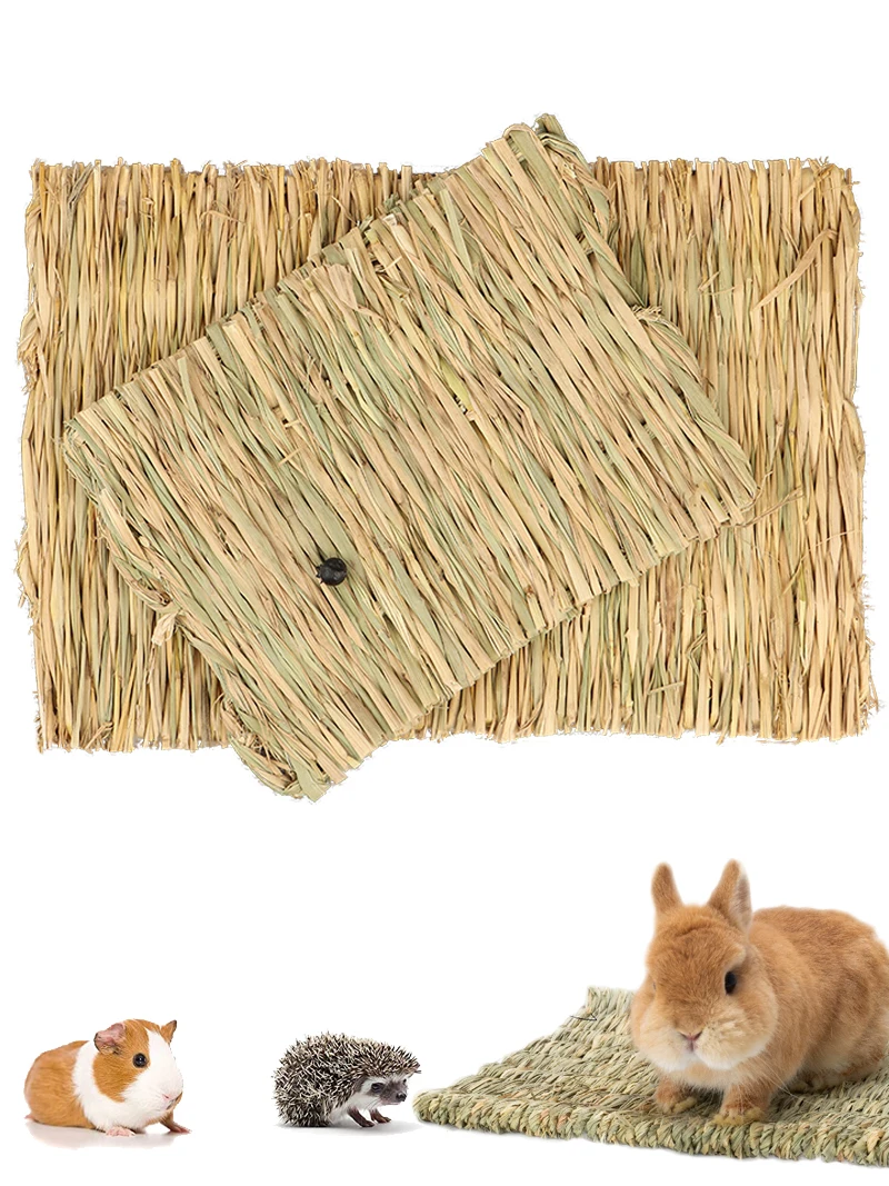 Natural Straw Grass Mat for Small Animals - Woven Hay Bedding and Resting Mat