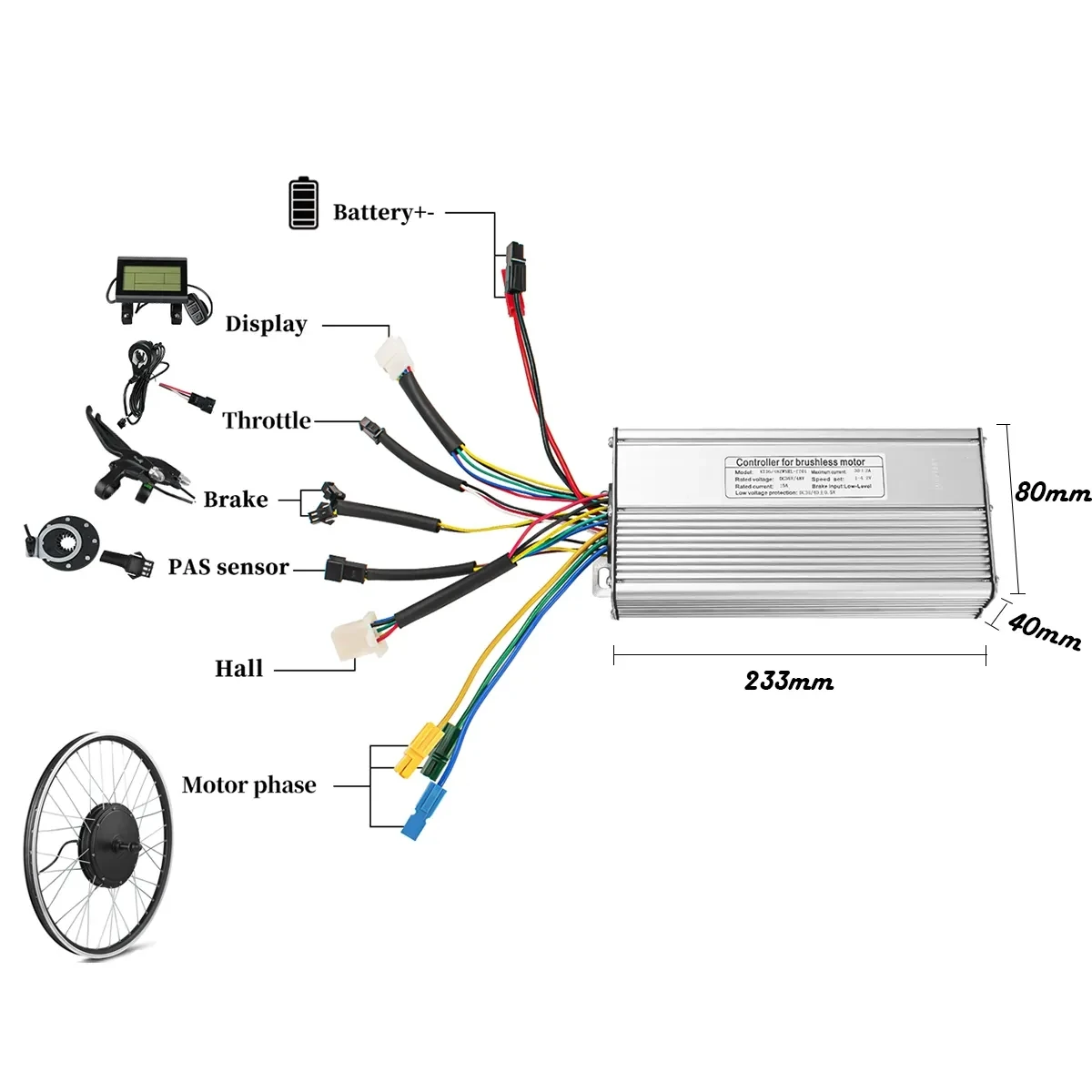 35A KT 컨트롤러 전기 자전거 컨트롤러 KT-LCD3 디스플레이 패널 포함 36V48V 1500W 전기 자전거 액세서리용 (전기 자전거)