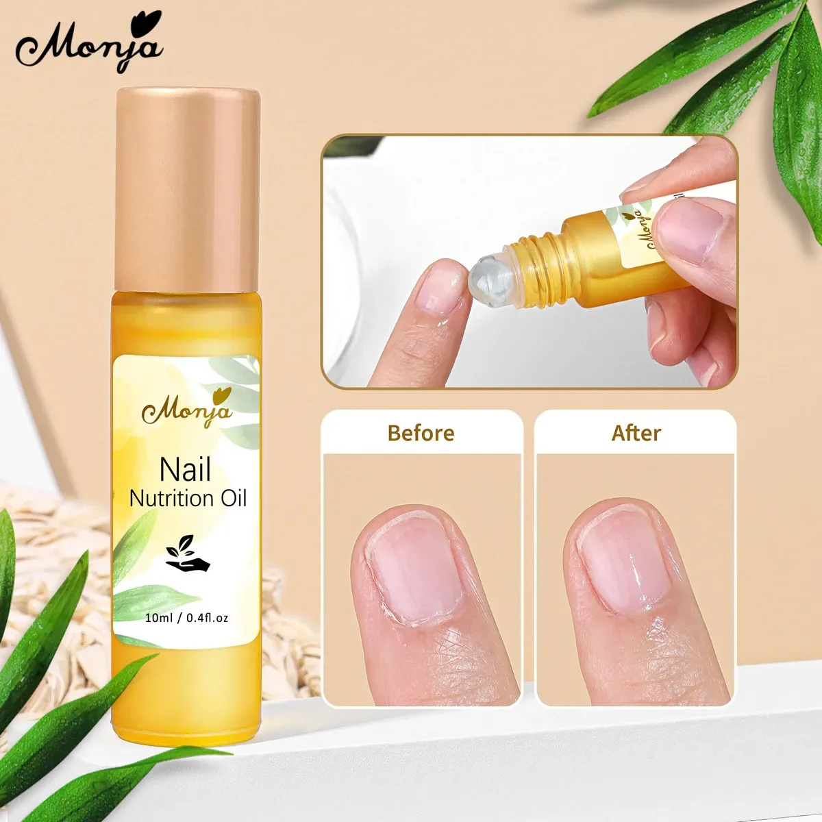 

Monja 4PCS 10ml Nail Treatment Nutrition Oil Cuticle Revitalizer Agnail Prevention Nourishment Essential Manicure Pedicure Care