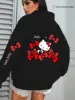 Kitty Cat Women's Pure Cotton Sweatshirt Hooded Sweatshirt Fashion Casual Pants Unique Print Plus Size Streetwear Hip-Hop Style