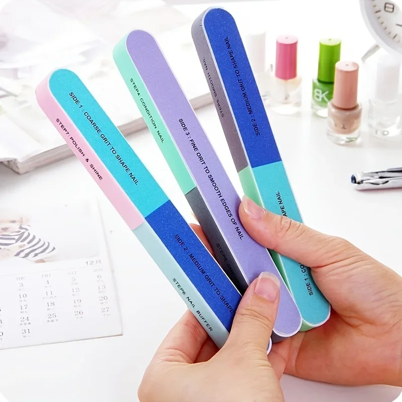 6-in-1 Nail Buffer Shaper Easy-Grip Design Durable Unscented Manicure and Pedicure File Stylish Print