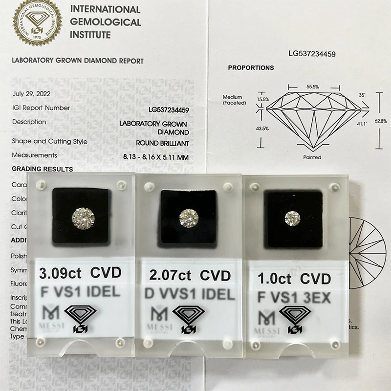 COSFIX 0.3-5ct Round Lab Grown Diamond HPHT IGI Certificate 3EX D/F Color VVS1 Clarity Diamond Gems 6