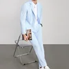 Casual Double Breasted Full Men's Suits and Blazers Dress Formal Clothes Elegant New In Spring Autumn 2 Piece Outfit Set Male 1