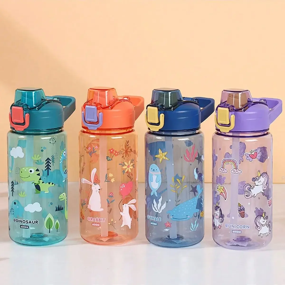 Dinosaur 600ml Water Bottle Plastic Bottles For Kids Water Cup