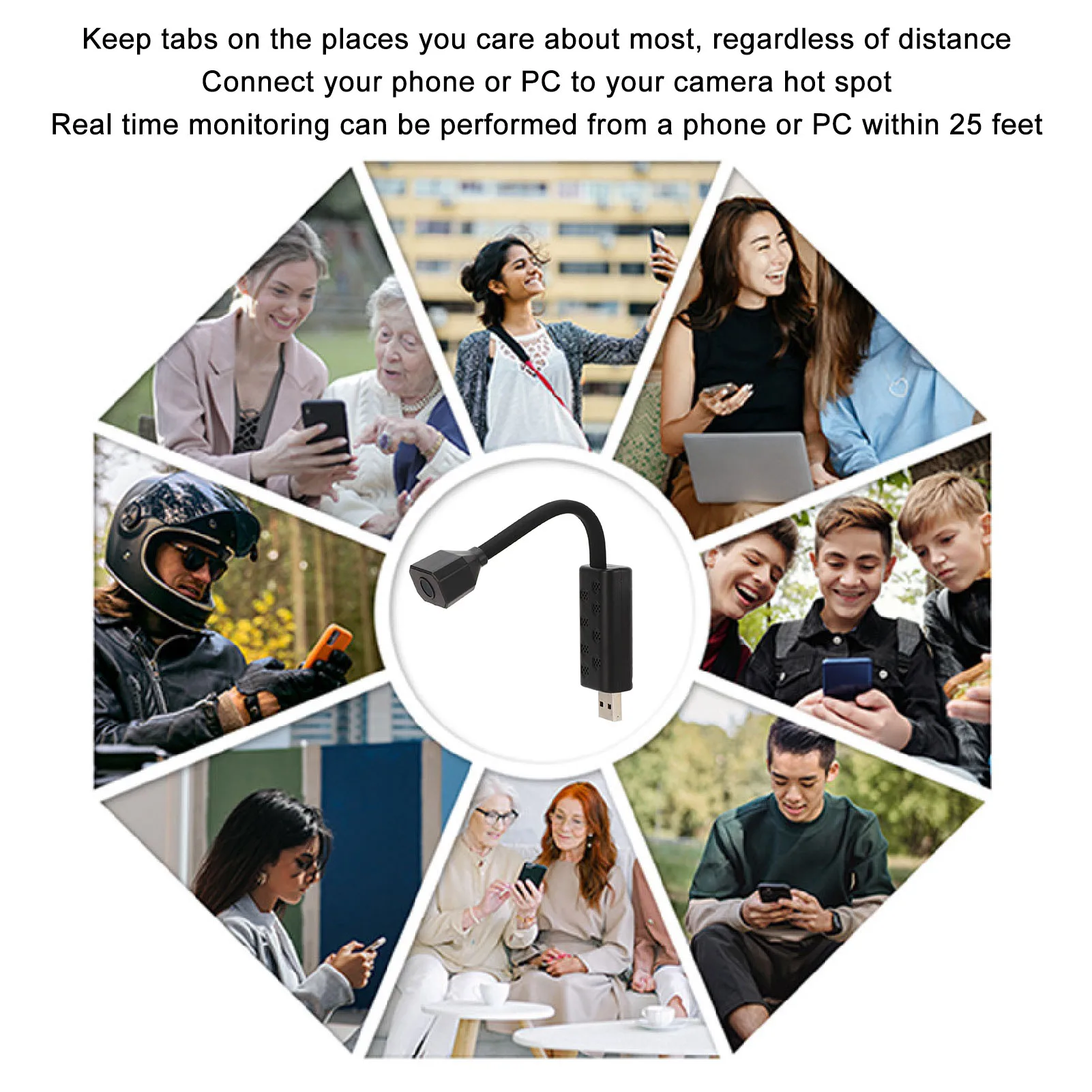 WiFi Night Viewing Camera USB 5V Metal Hose HD AI Humanoid Detection 4K Resolution Mini Night Viewing Security Camera for Home
