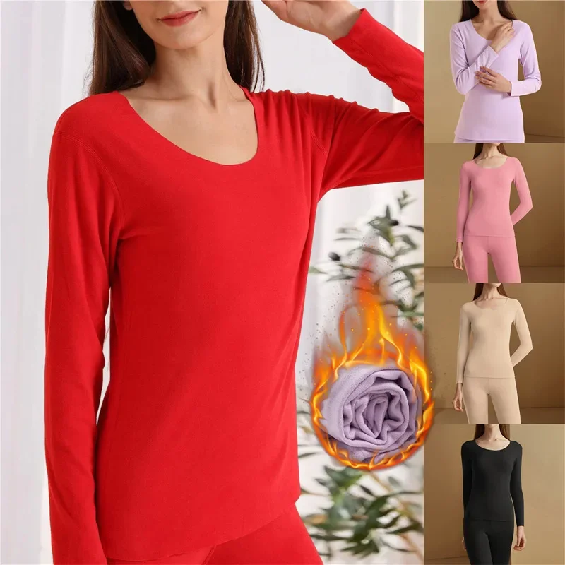 Women'S Thermal Underwear Set Winter Clothes Seamless Thick Fleece Warm Lingerie Women Thermal Clothing Set Woman Long Johns