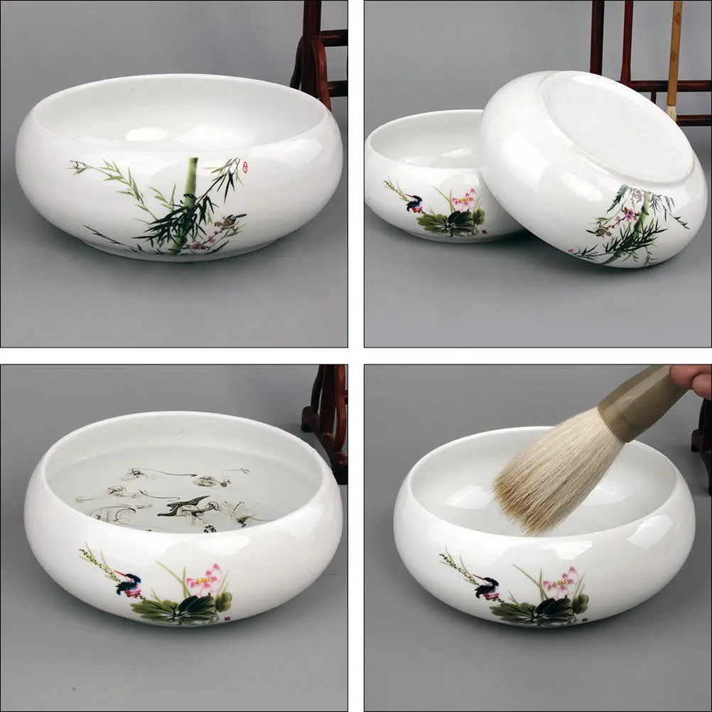 1Pcs 펜 워시 컵 서예 브러시 분지 다기능 세라믹 세척 도구 아트 잉크 브러쉬 용 오래 지속되는 창의적인 디자인