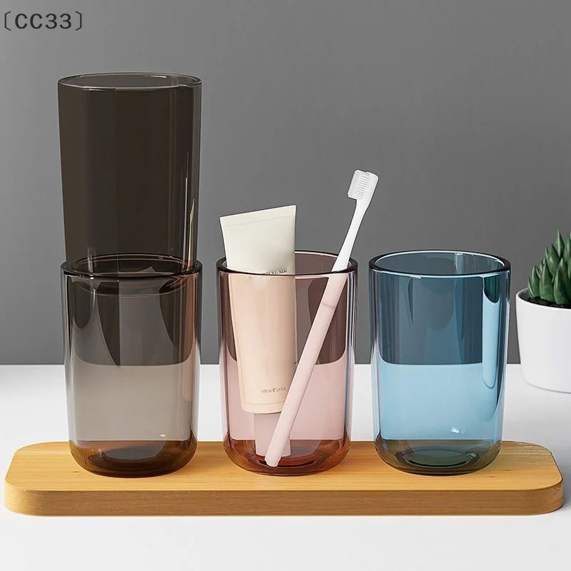 〔CC33〕Couple Solid Color Large Capacity Nordic Style Toothbrush Transparent Mouthwash Plastic Cup_voghion.com