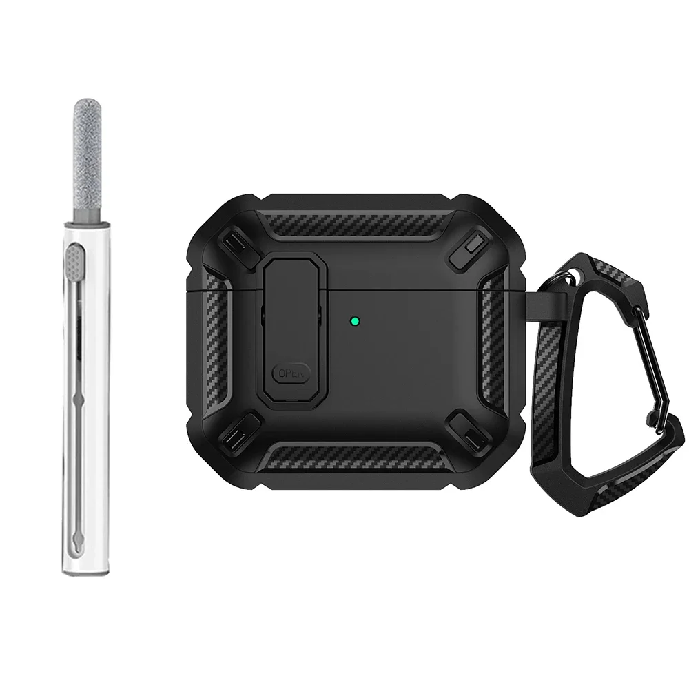 MoKo Custodia Impermeabile IP68 Per AirPods 4 – Chiusura Sicura, Antiurto Militare, Con Moschettone E Kit Pulizia, Esercito Verde