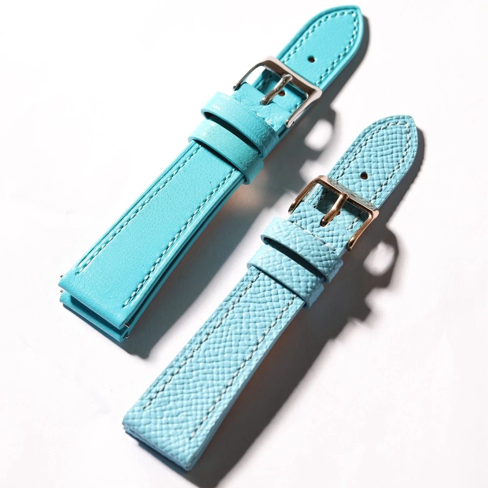 Handmade Blue Genuine Leather Vintage Watchband with Quick Release