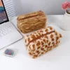 Leopard Soft Plush Travel Cosmetic Lipstick Brush Storage Bag Toiletry Kit Women Makeup Handbags Organizer Pouch Bag Pencil Case 1