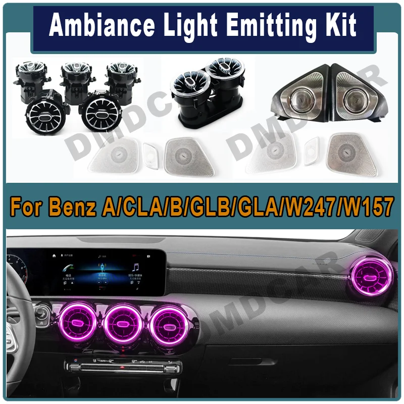 

Automotive trim LED Air Vents 3D Tweeter Speaker For Mercedes Benz A/CLA/B/GLB/GLA/W247/W157 Interior Ambient Light