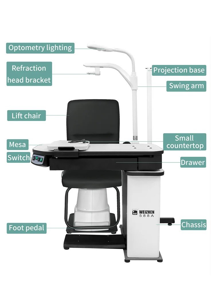 Promotie Van Hoge Kwaliteit Kleine Oftalmische Optometrie Gecombineerde Tafel-En Stoelrefractie-Eenheid Oftalmische Instrumenten En Apparatuur