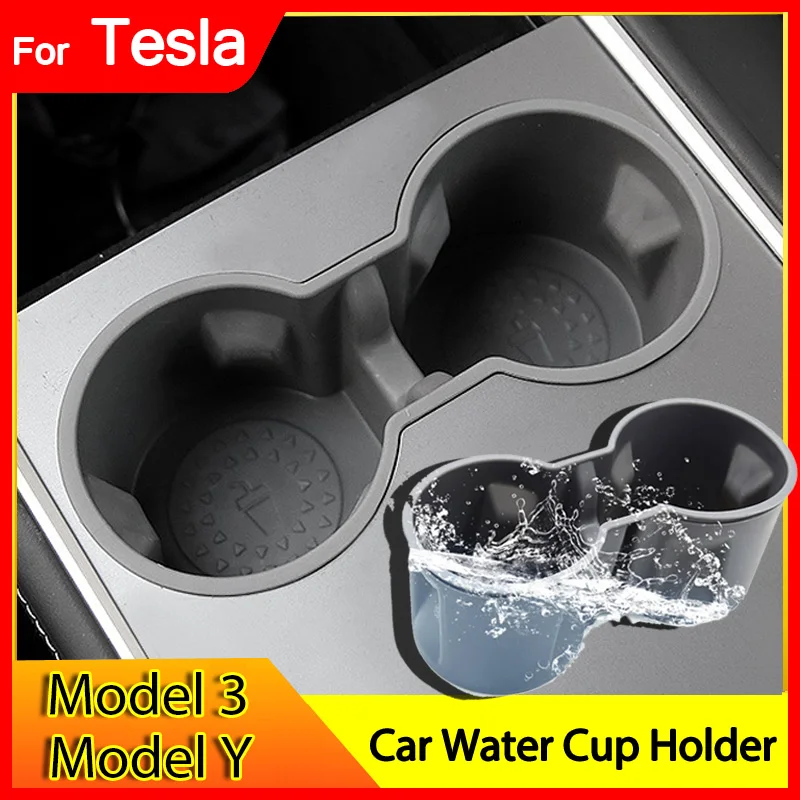 

2023 Model3 Cup Holder For Tesla Model 3 Y Interior Accessories Center Console Non-slip Silicone Water Cup Insert Phone Holder