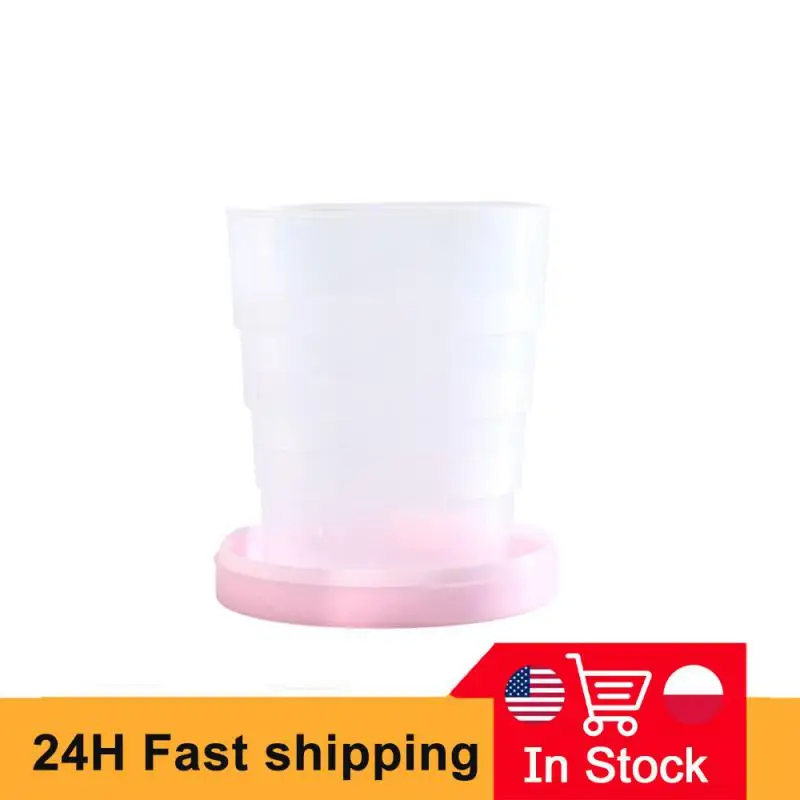 100ML Folding Cup With Lid Portable Reusable Plastic Water Cup Cartoon Collapsible Mouthwash Travel Outdoor Drinking
