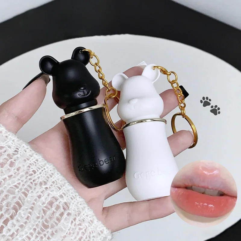 2025 Sweet Heart Bear Lip Balm Long-lasting Moisturizing Lip Gloss Non-stick Cup Waterproof Lip Makeup Korean Dudu Lip Lipstick