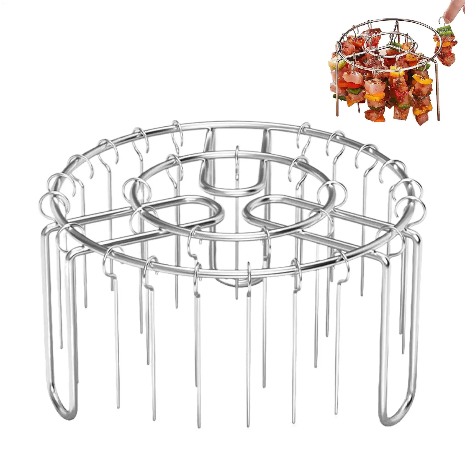 24 Skewers Air Fryer Stainless Steel Grill Vertical Skewer Hanging Oven Kebab Rack Kebab Holder Kitchen Gadgets Grill