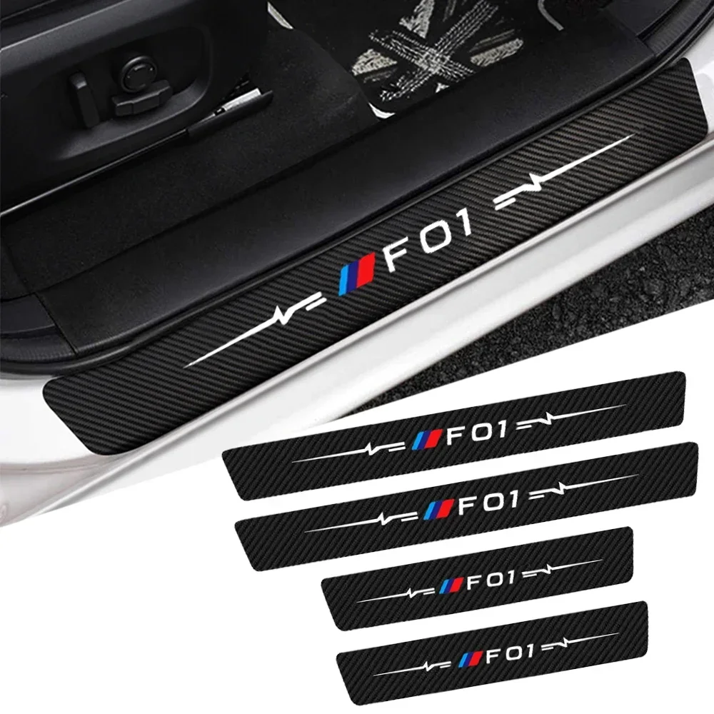 

Защитная пластина для порога автомобиля из углеродного волокна, защита для заднего багажника, наклейки для заднего бампера, аксессуары для F01 Logo X3 X4